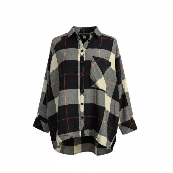 Anthropologie Tops - Anthropologie Oversized Plaid Cotton Flannel Shirt | Size L | $129 Original